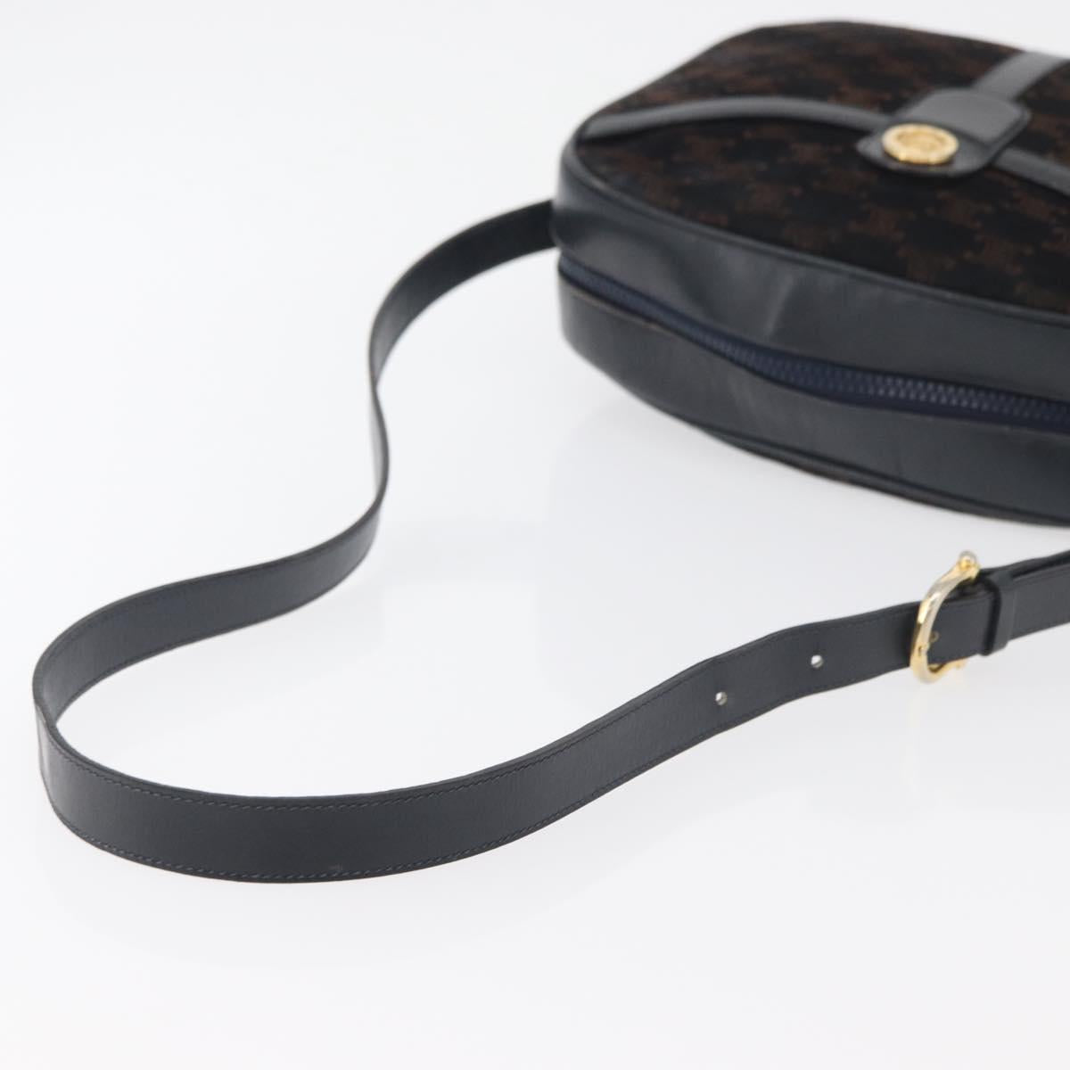 CELINE Macadam Canvas Medallion Shoulder Bag Black Gold Auth 176882