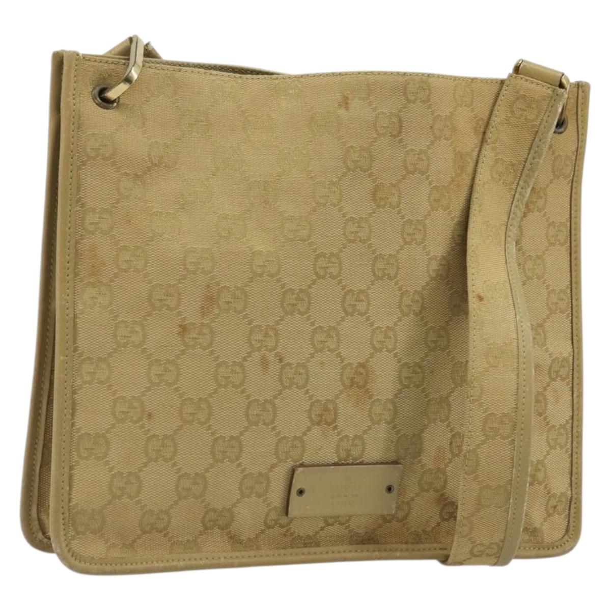 GUCCI GG Canvas Shoulder Bag Beige Gold 91762 Auth 176892