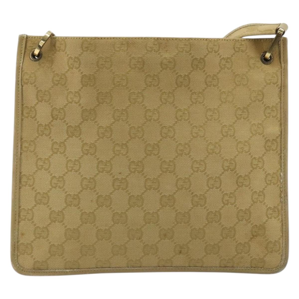 GUCCI GG Canvas Shoulder Bag Beige Gold 91762 Auth 176892