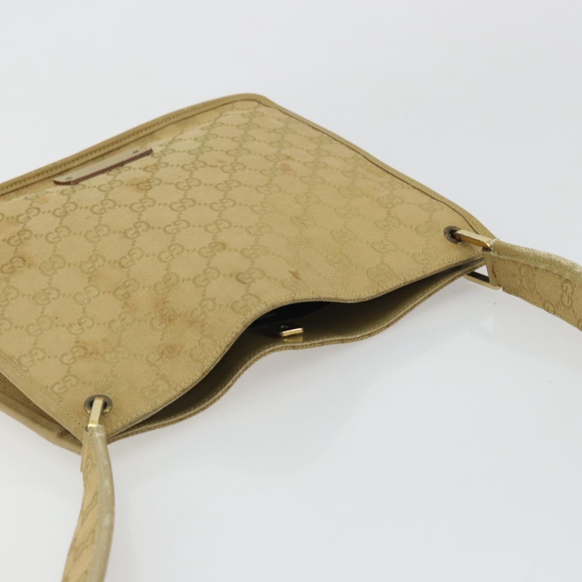 GUCCI GG Canvas Shoulder Bag Beige Gold 91762 Auth 176892