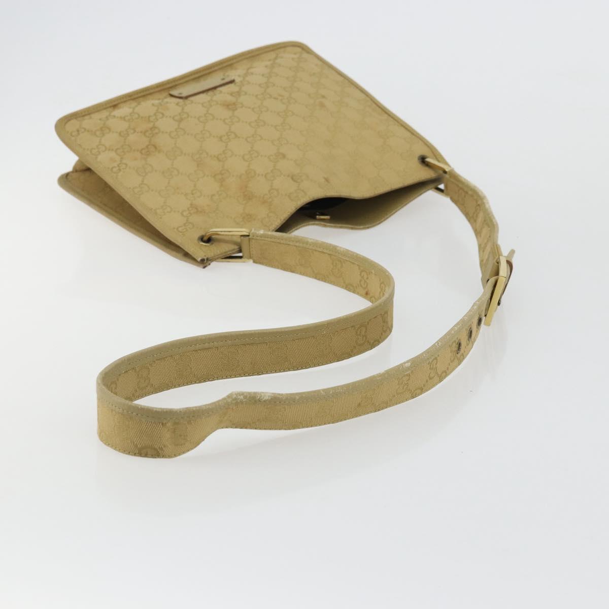 GUCCI GG Canvas Shoulder Bag Beige Gold 91762 Auth 176892