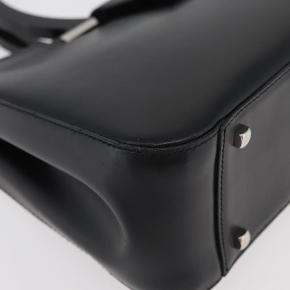 Salvatore Ferragamo Gancini Hand Bag Leather Black Silver Auth 176894A