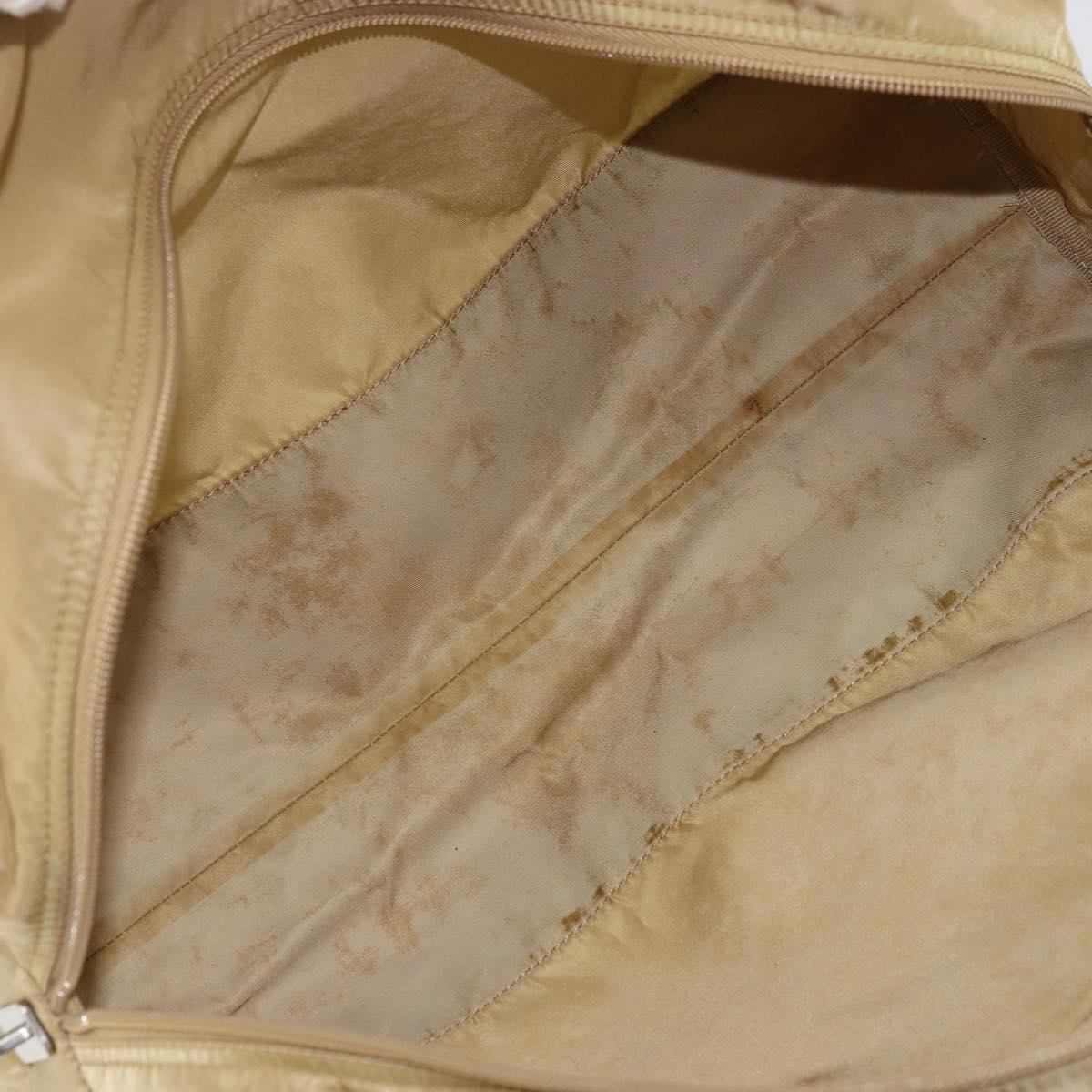 PRADA Boston Bag Nylon Silver Beige Auth 176900