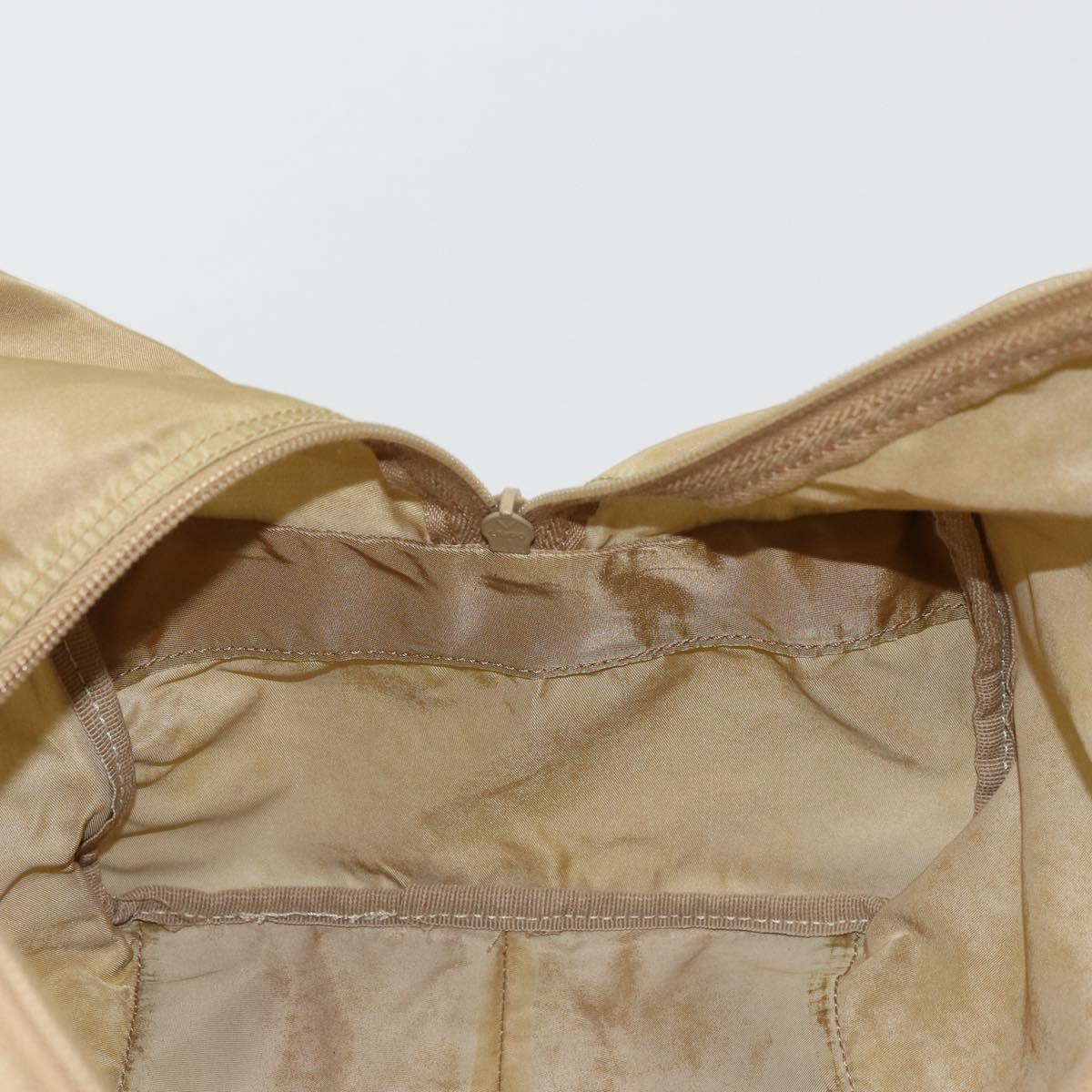 PRADA Boston Bag Nylon Silver Beige Auth 176900