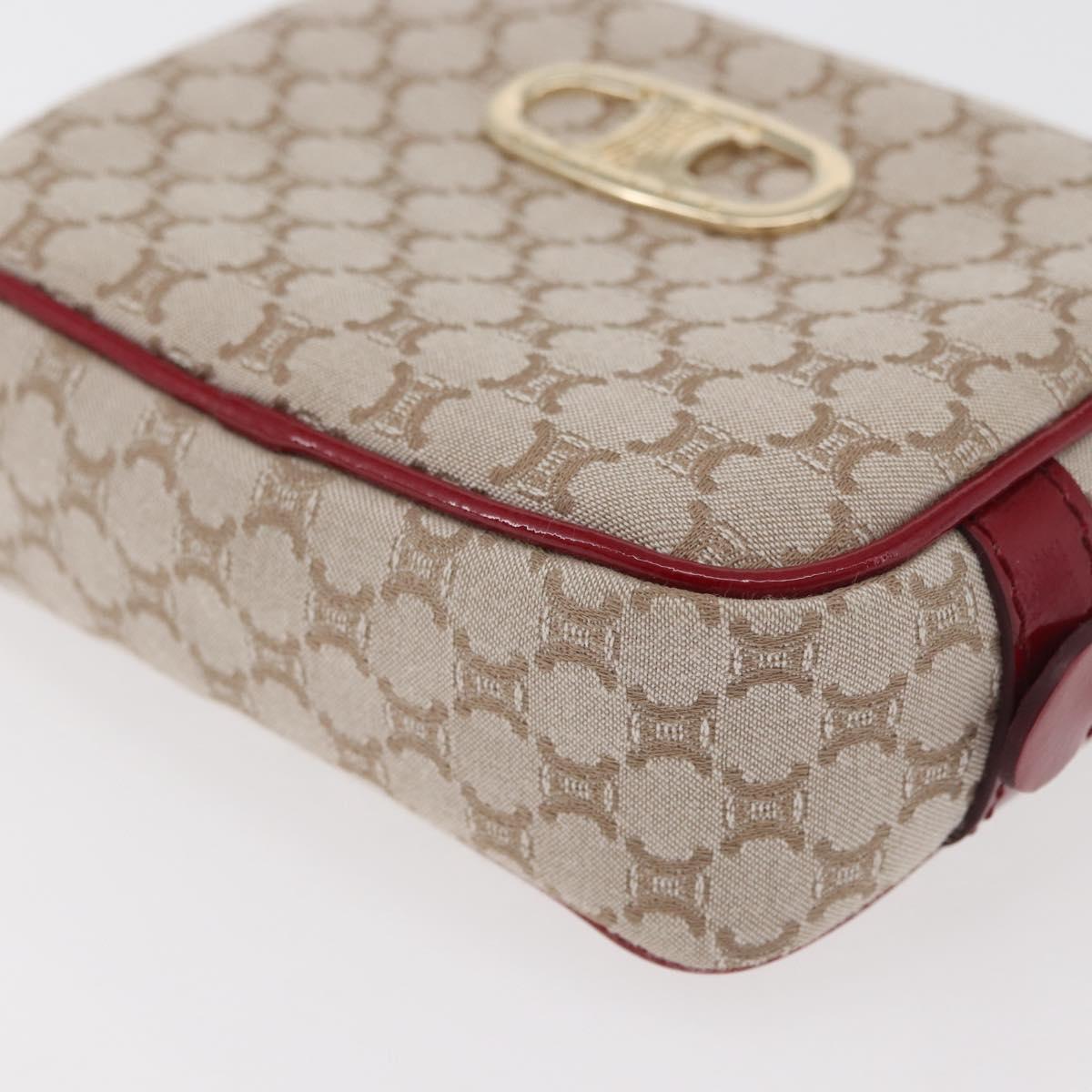 CELINE Macadam Canvas Pouch Beige Gold Auth 176903A