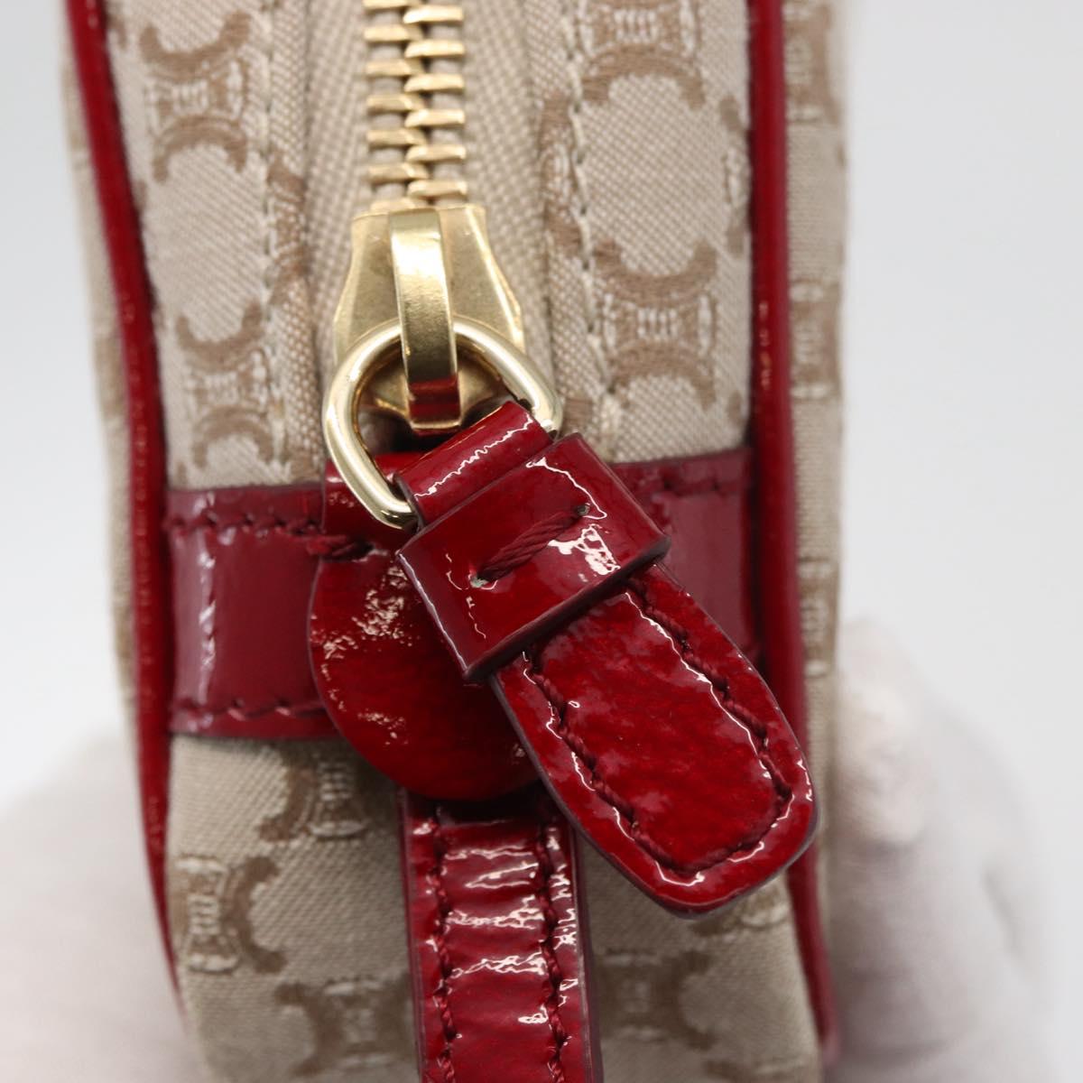 CELINE Macadam Canvas Pouch Beige Gold Auth 176903A