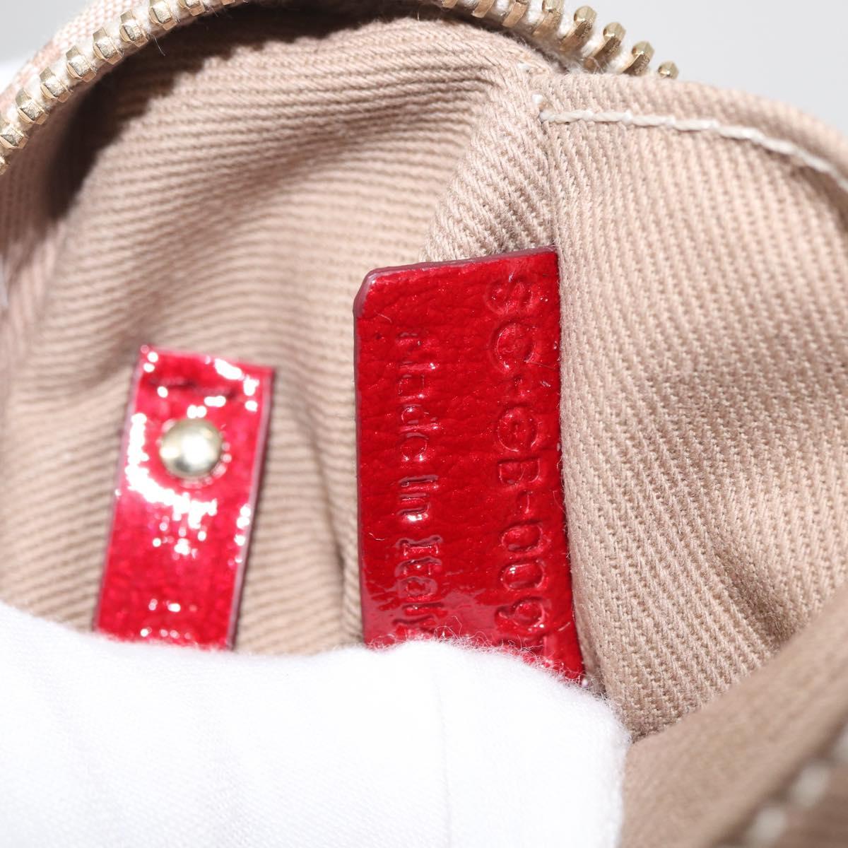 CELINE Macadam Canvas Pouch Beige Gold Auth 176903A