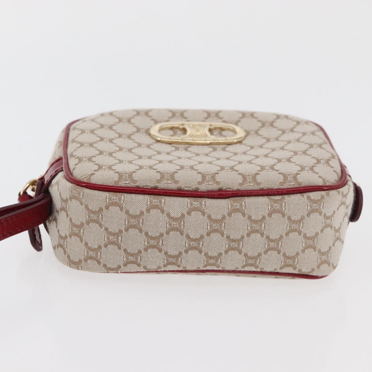 CELINE Macadam Canvas Pouch Beige Gold Auth 176903A