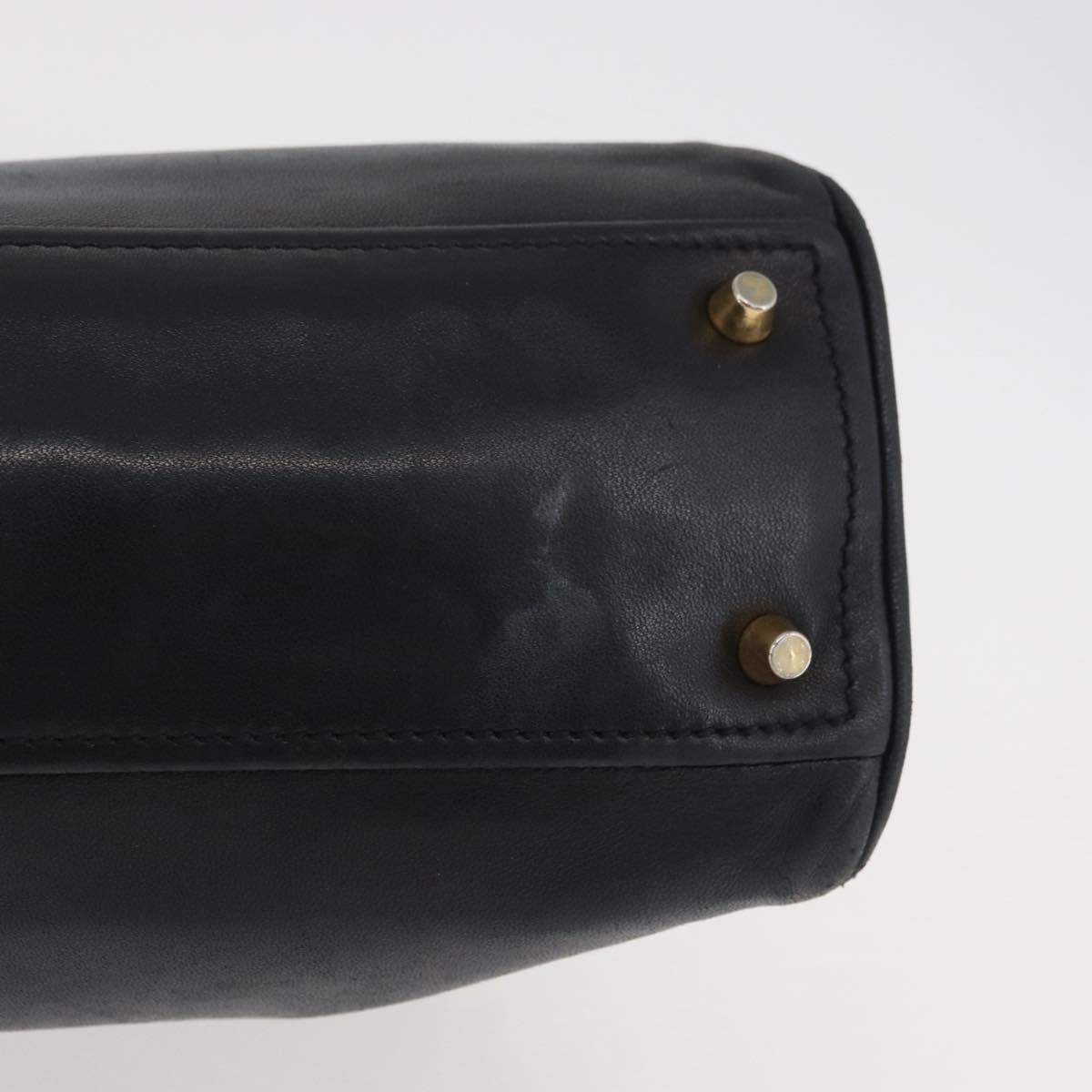 PRADA Tote Bag Leather Black Gold Auth 176925A