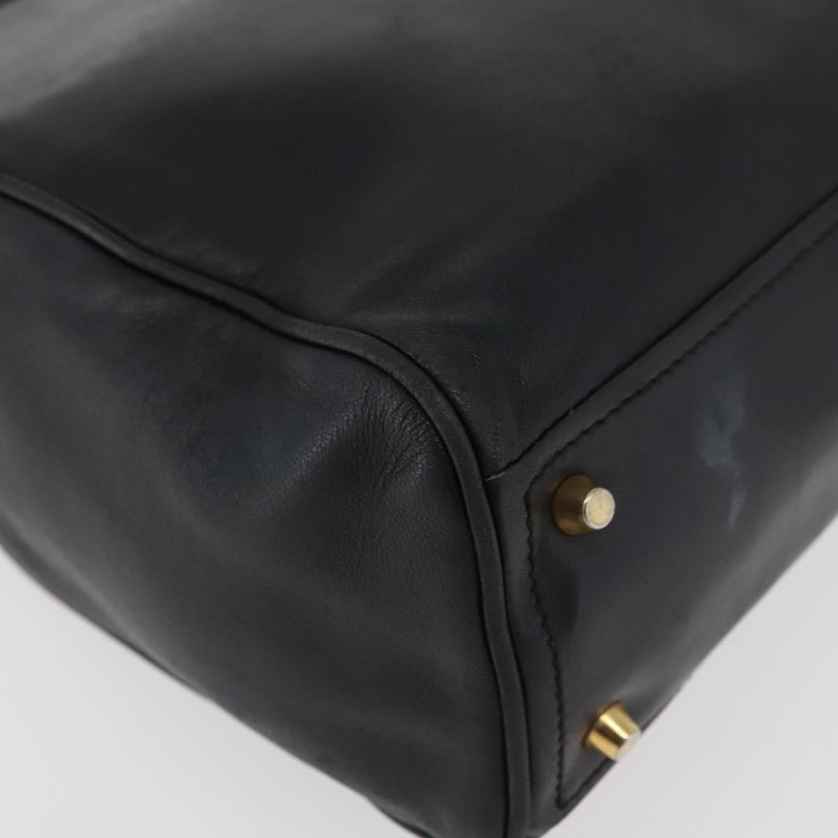 PRADA Tote Bag Leather Black Gold Auth 176925A