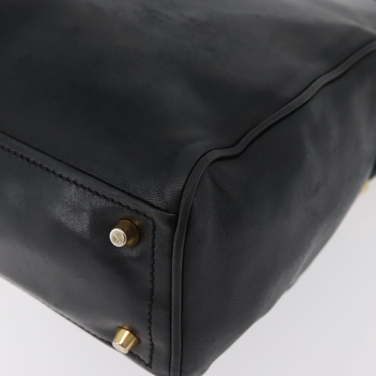 PRADA Tote Bag Leather Black Gold Auth 176925A