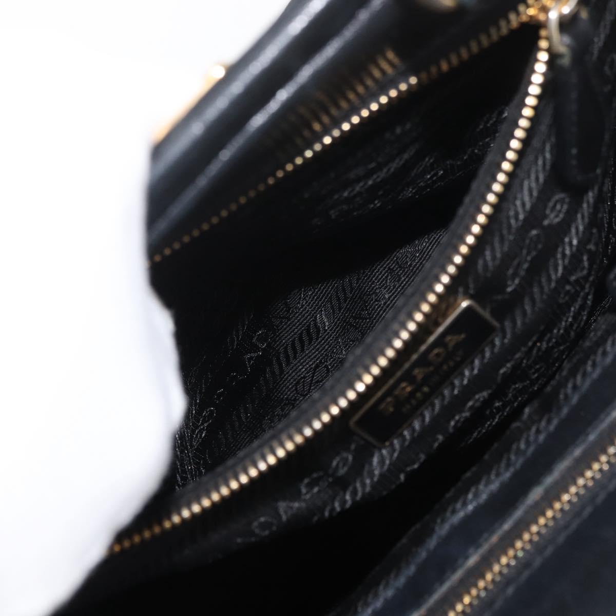 PRADA Tote Bag Leather Black Gold Auth 176925A