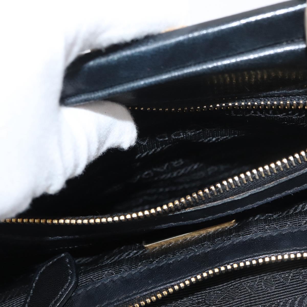 PRADA Tote Bag Leather Black Gold Auth 176925A