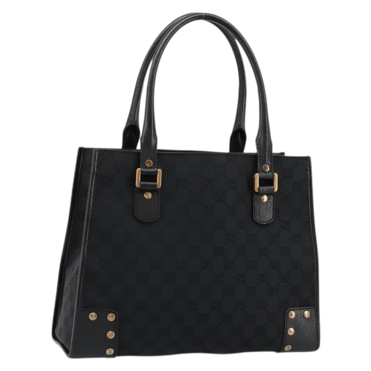 GUCCI GG Canvas Hand Bag Black Gold 124260 Auth 176927A