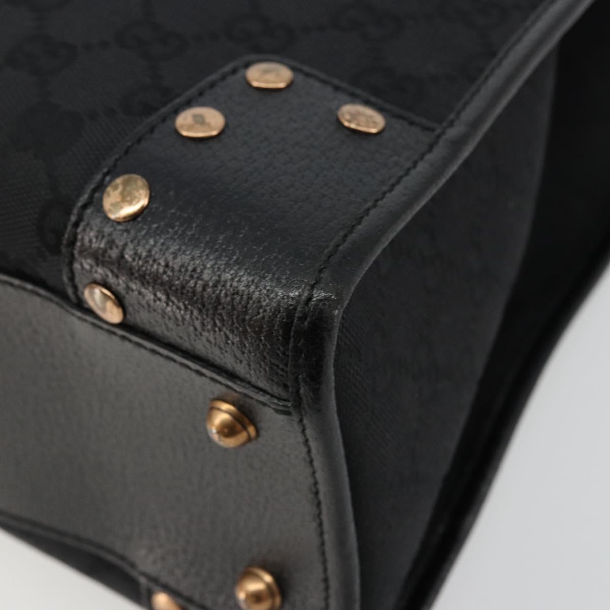 GUCCI GG Canvas Hand Bag Black Gold 124260 Auth 176927A
