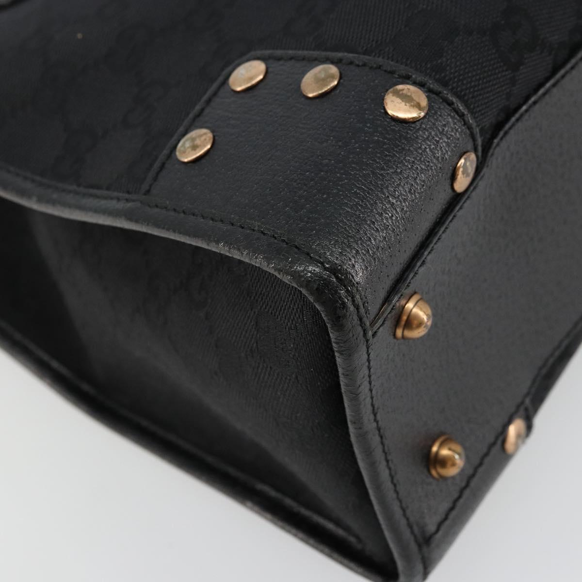 GUCCI GG Canvas Hand Bag Black Gold 124260 Auth 176927A