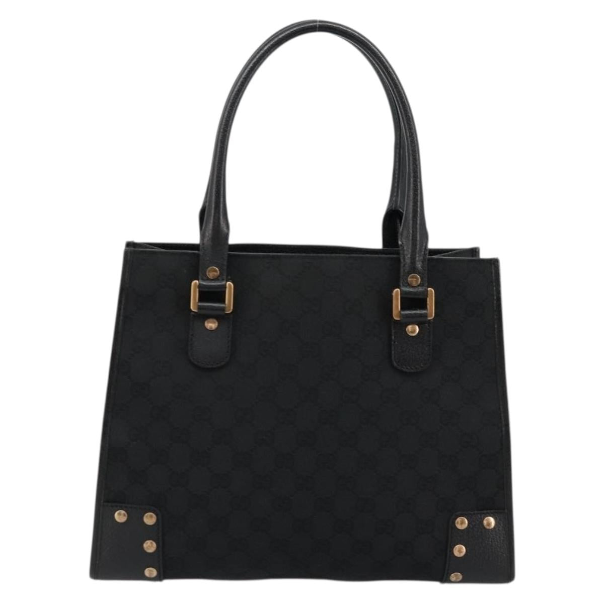 GUCCI GG Canvas Hand Bag Black Gold 124260 Auth 176927A