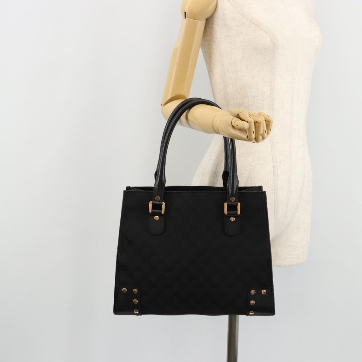 GUCCI GG Canvas Hand Bag Black Gold 124260 Auth 176927A