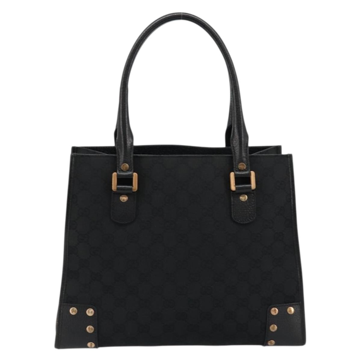 GUCCI GG Canvas Hand Bag Black Gold 124260 Auth 176927A