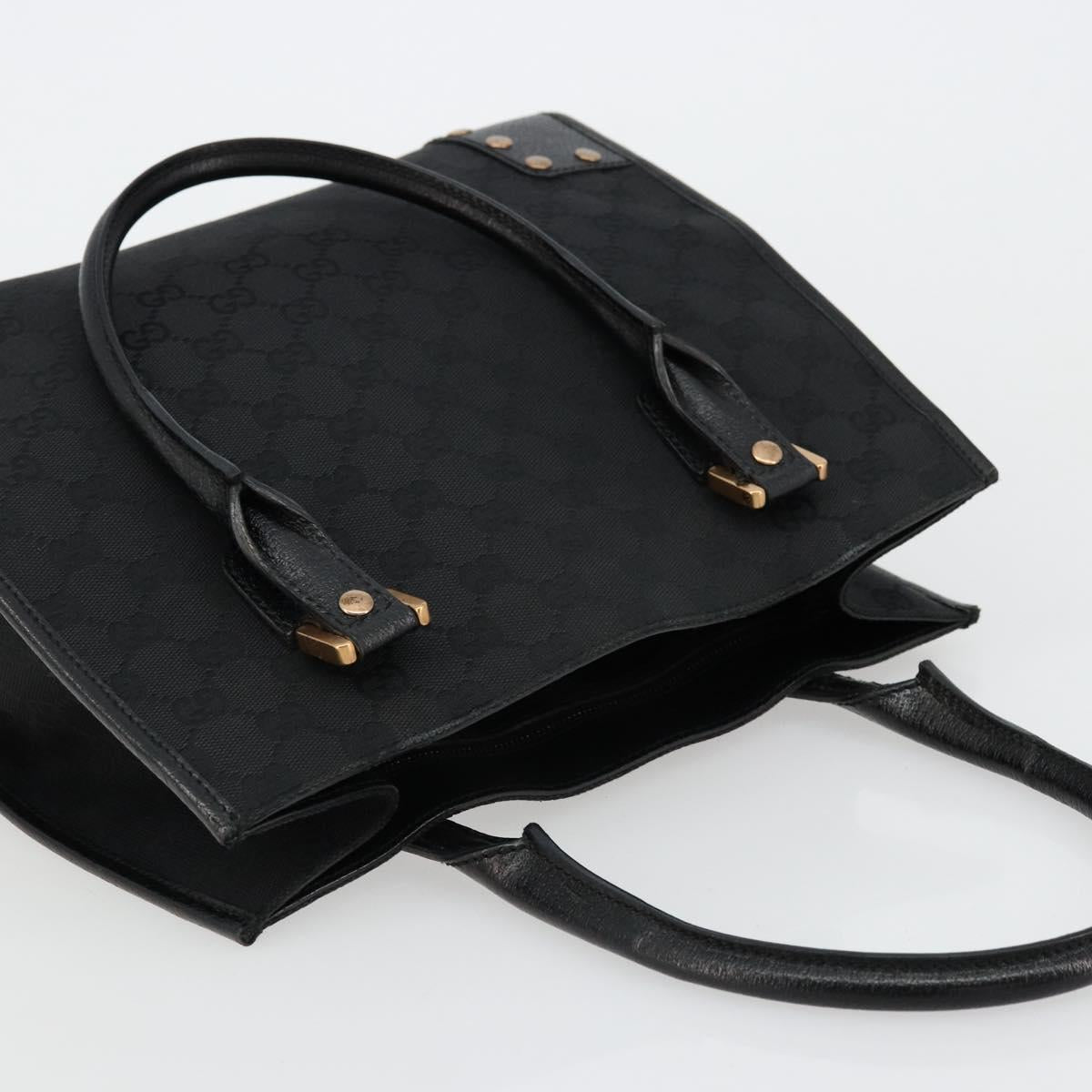 GUCCI GG Canvas Hand Bag Black Gold 124260 Auth 176927A