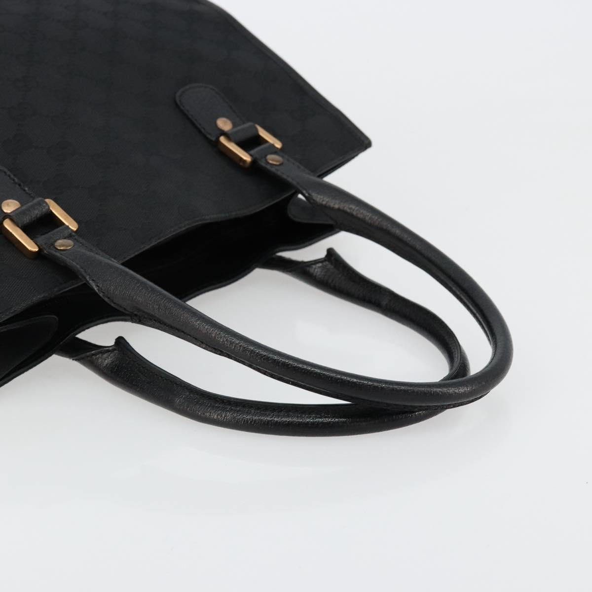 GUCCI GG Canvas Hand Bag Black Gold 124260 Auth 176927A