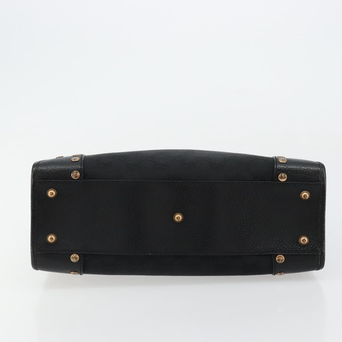 GUCCI GG Canvas Hand Bag Black Gold 124260 Auth 176927A