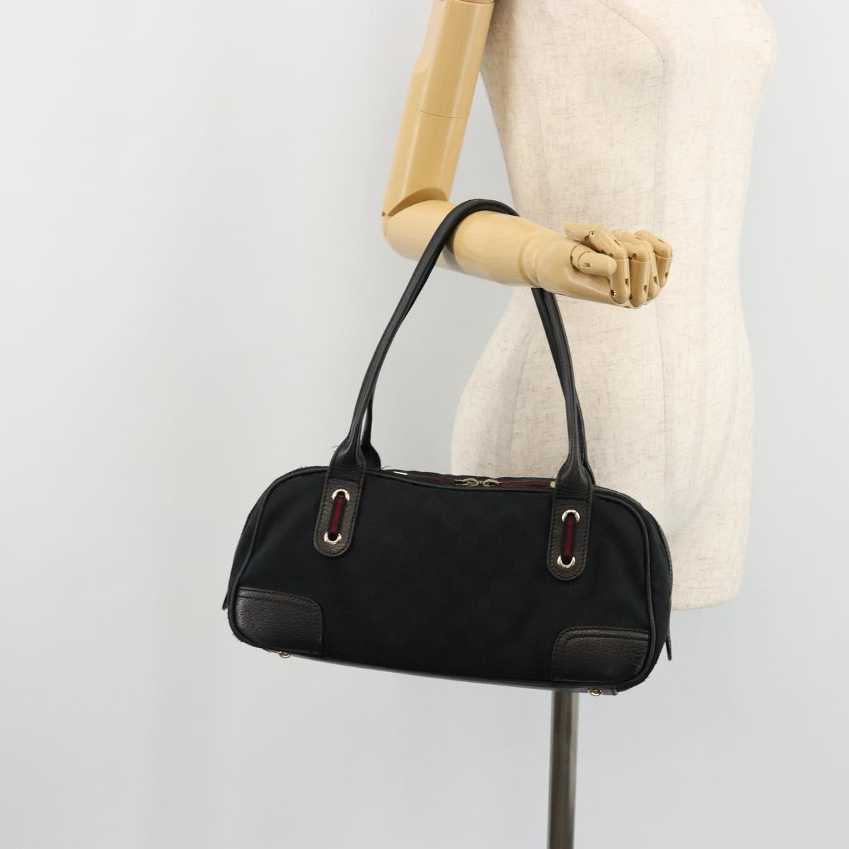 GUCCI GG Canvas Princi Hand Bag Black Gold 161720 Auth 176928