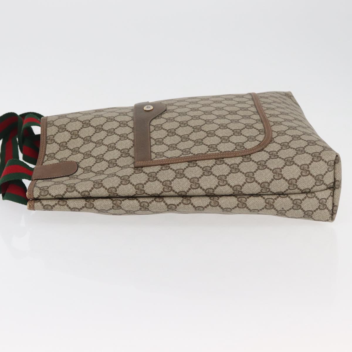 GUCCI GG Supreme Web Sherry Line Tote Bag PVC Beige 39 02 003 Auth 176931A