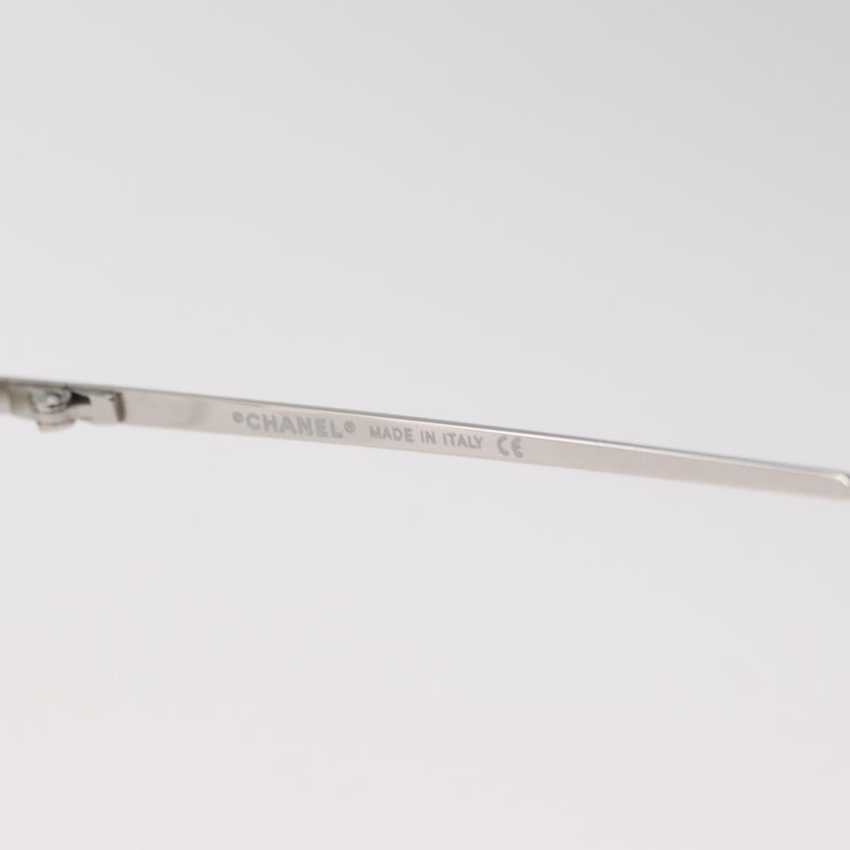 CHANEL COCO Mark Glasses metal Silver 2047-B CC Auth 176951