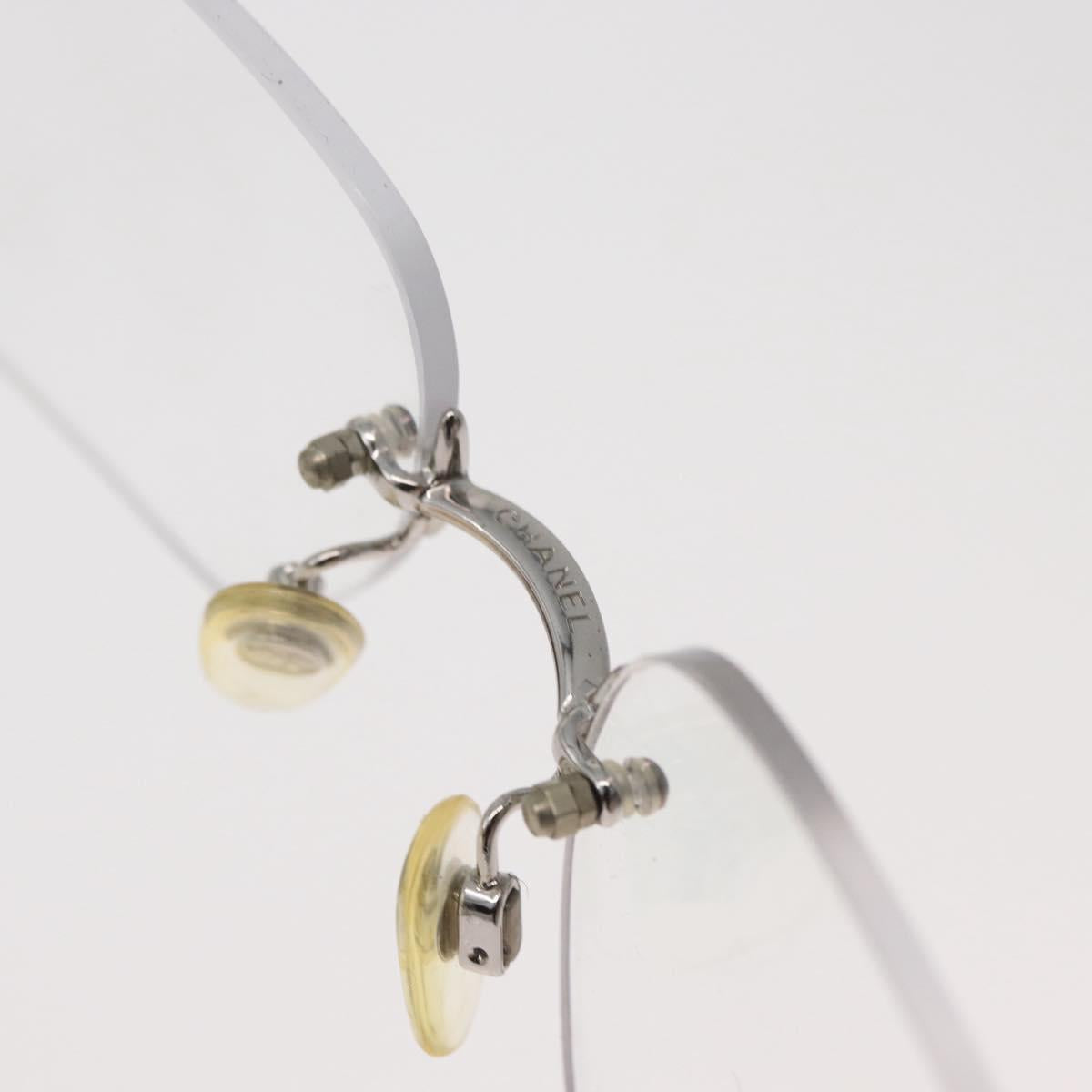 CHANEL COCO Mark Glasses metal Silver 2047-B CC Auth 176951