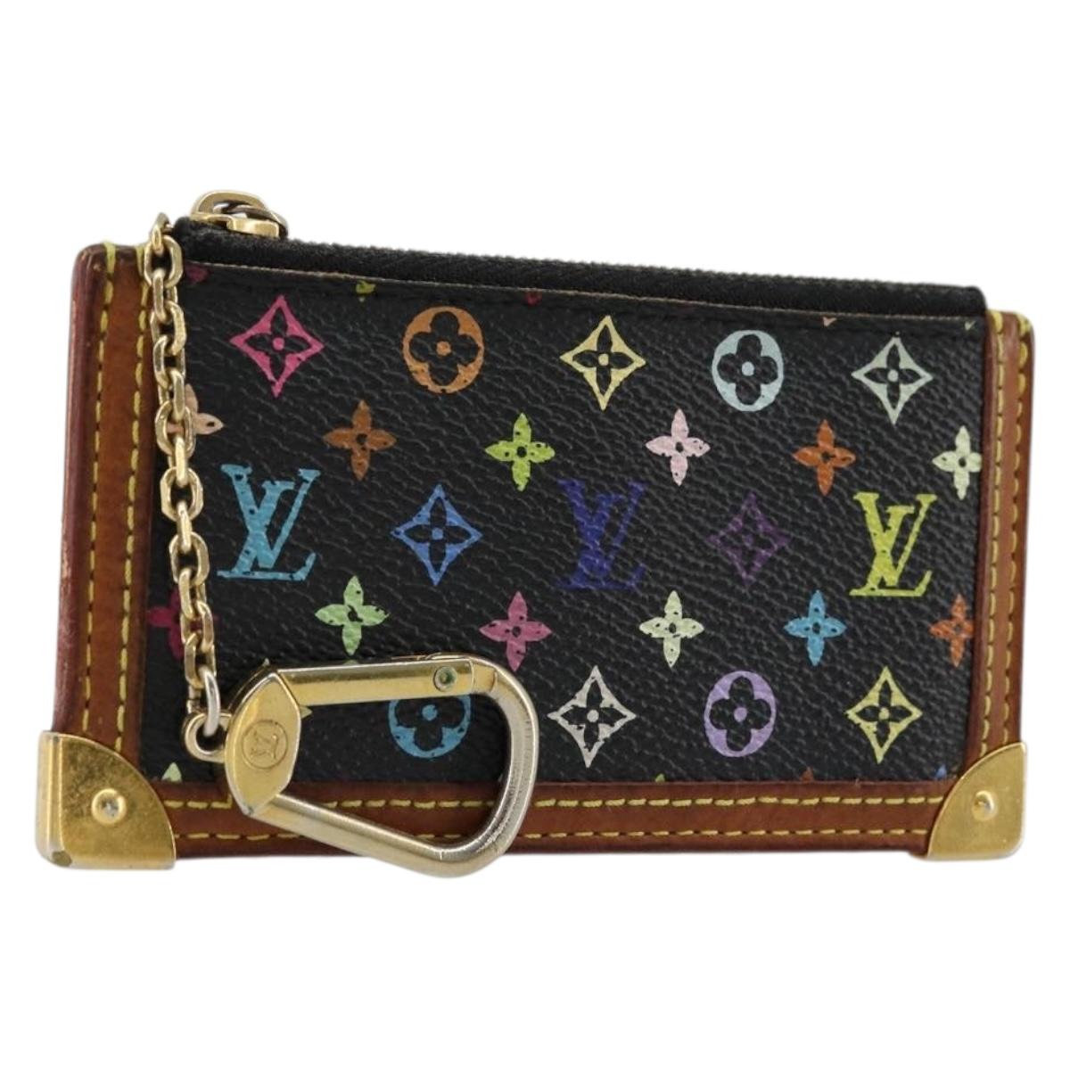 LOUIS VUITTON Monogram Multicolor Pochette Cles Purse Black M13664 Auth 176953