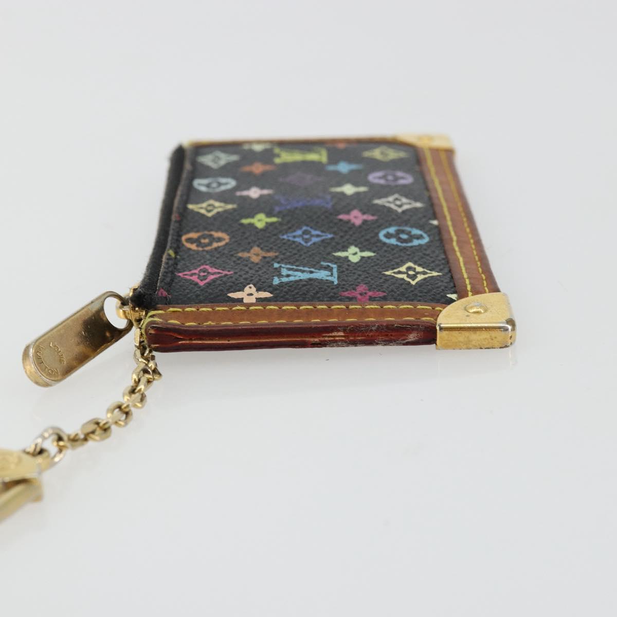LOUIS VUITTON Monogram Multicolor Pochette Cles Purse Black M13664 Auth 176953