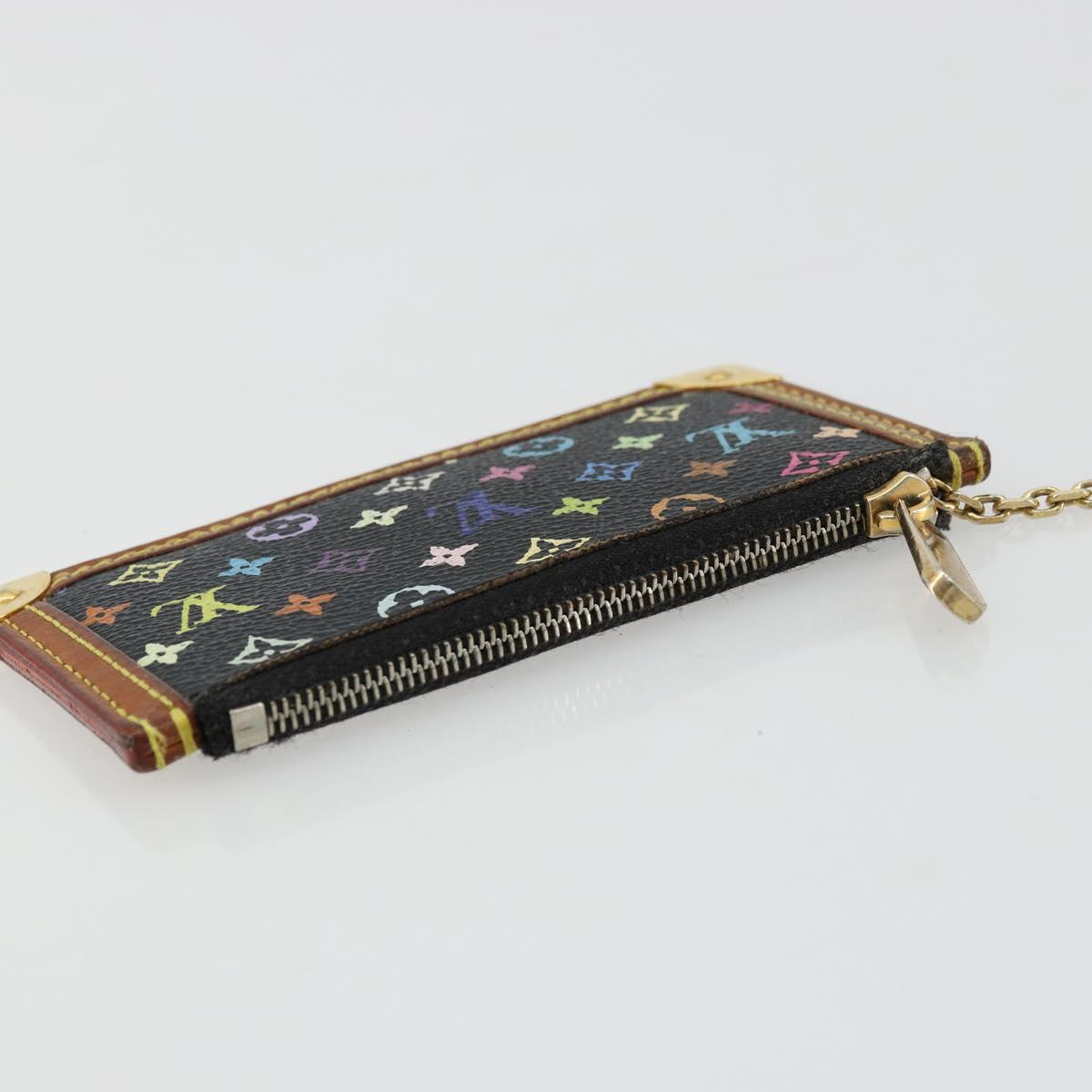 LOUIS VUITTON Monogram Multicolor Pochette Cles Purse Black M13664 Auth 176953