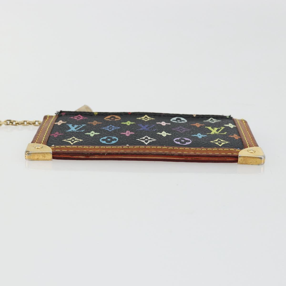 LOUIS VUITTON Monogram Multicolor Pochette Cles Purse Black M13664 Auth 176953