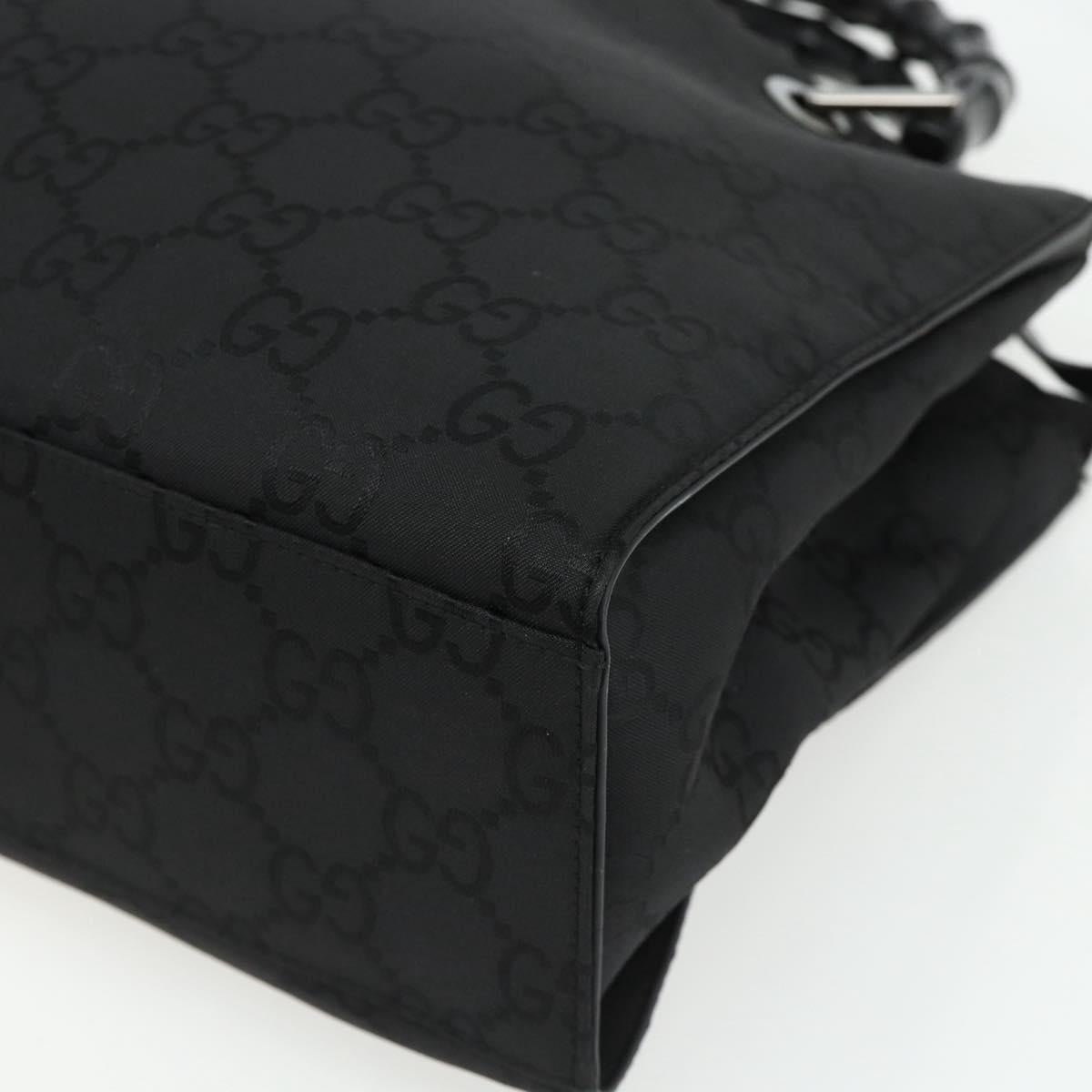 GUCCI Bamboo GG Canvas Hand Bag 2way Black Silver 002 1016 Auth 176966