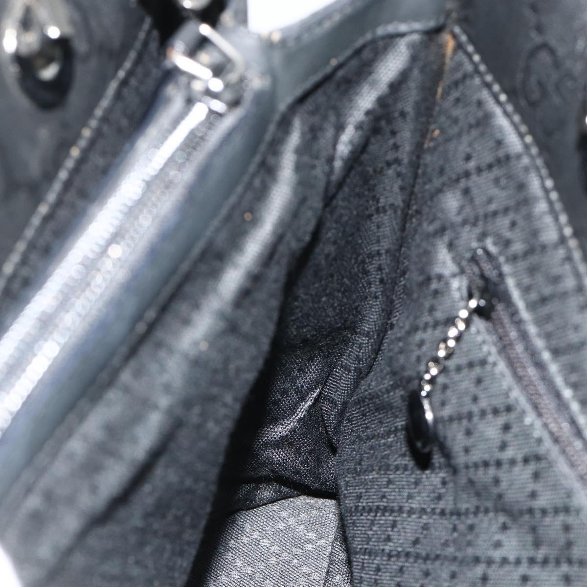 GUCCI Bamboo GG Canvas Hand Bag 2way Black Silver 002 1016 Auth 176966