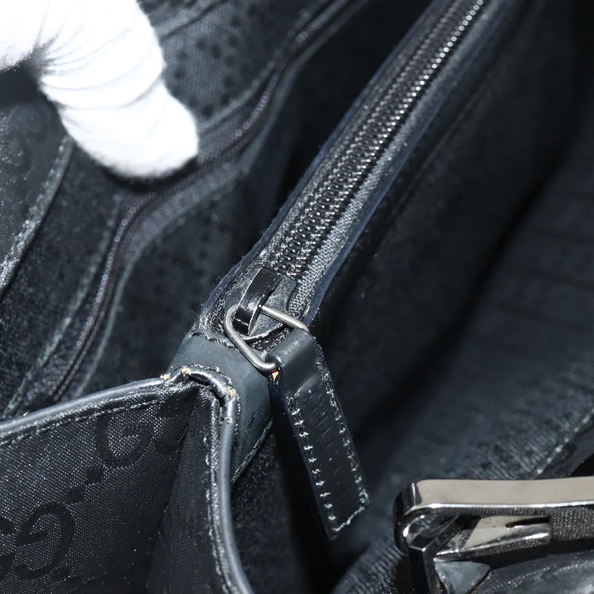 GUCCI Bamboo GG Canvas Hand Bag 2way Black Silver 002 1016 Auth 176966