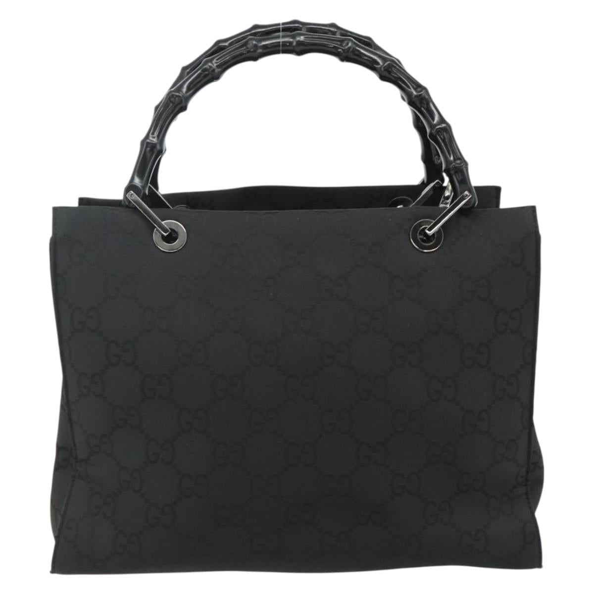 GUCCI Bamboo GG Canvas Hand Bag 2way Black Silver 002 1016 Auth 176966