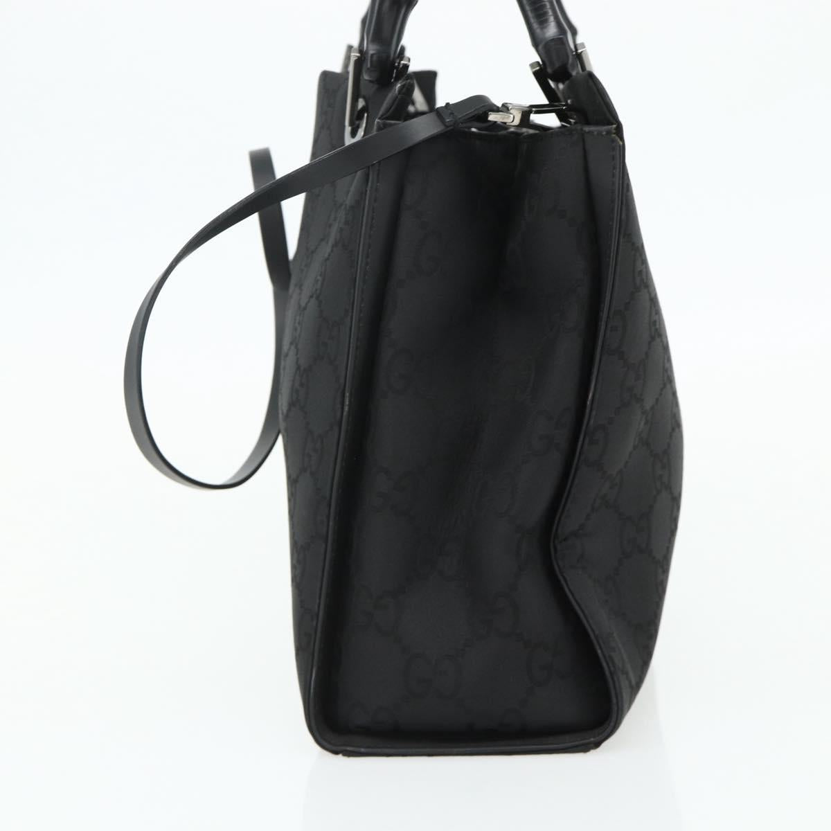 GUCCI Bamboo GG Canvas Hand Bag 2way Black Silver 002 1016 Auth 176966