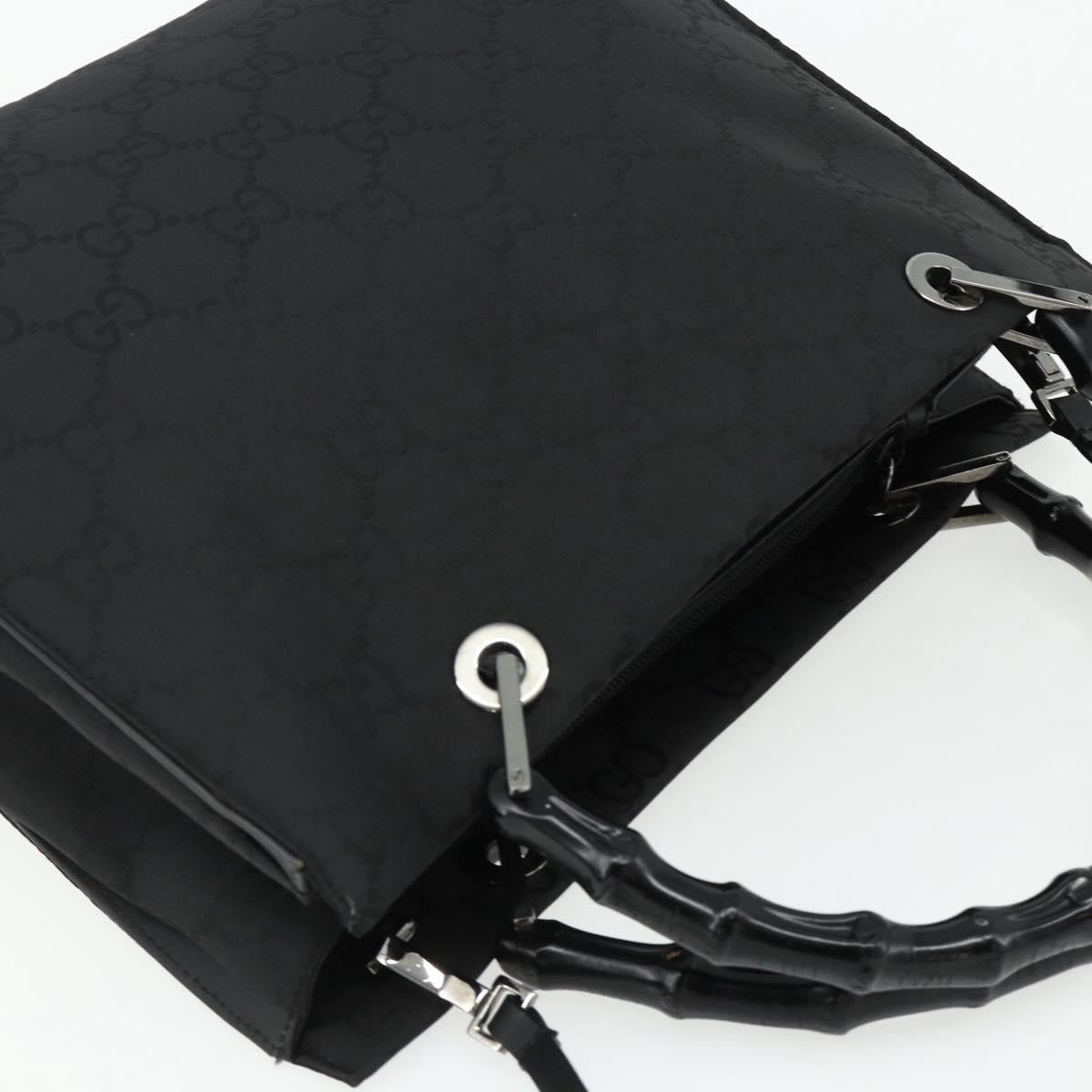GUCCI Bamboo GG Canvas Hand Bag 2way Black Silver 002 1016 Auth 176966