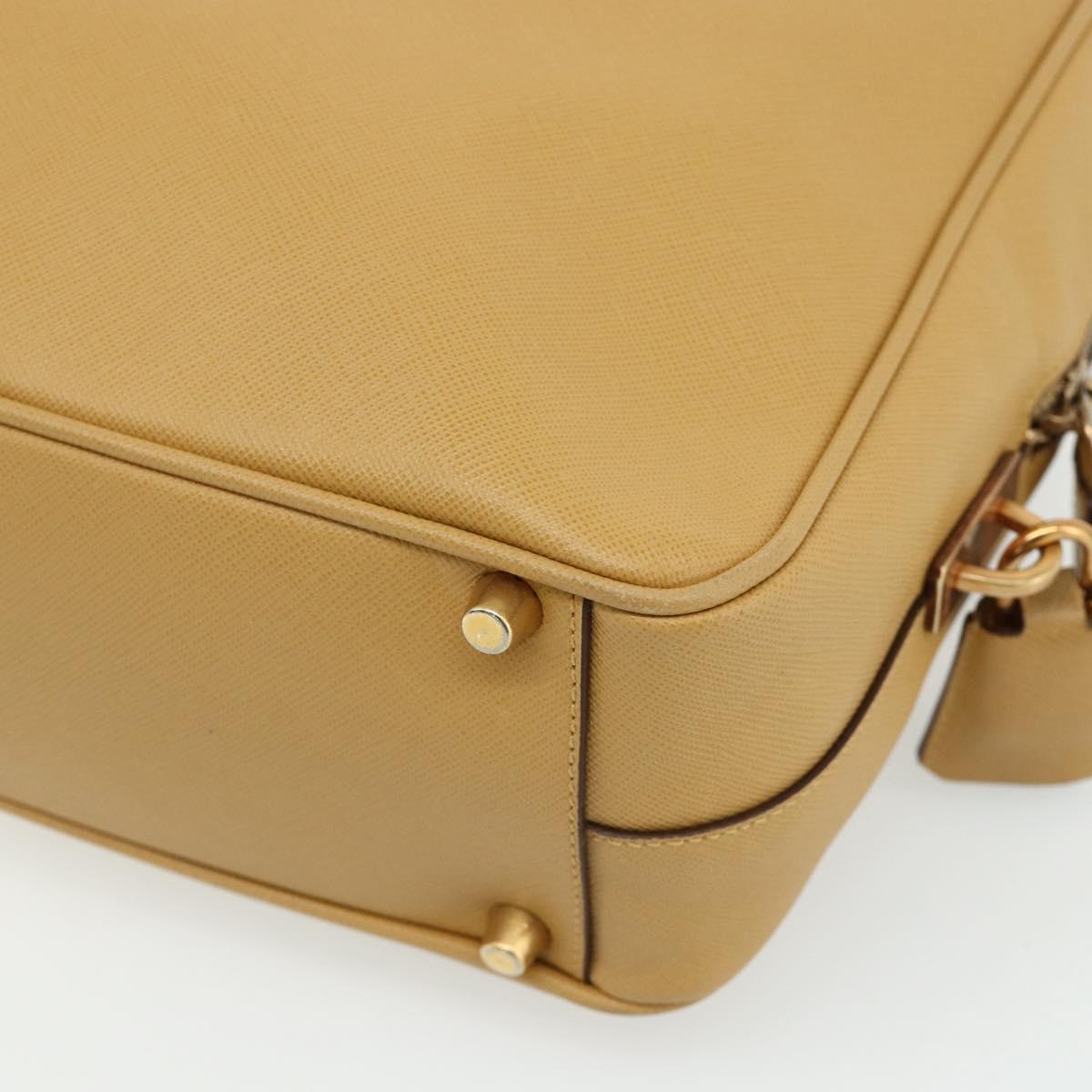 PRADA Hand Bag Safiano leather Beige Gold Auth 176972A