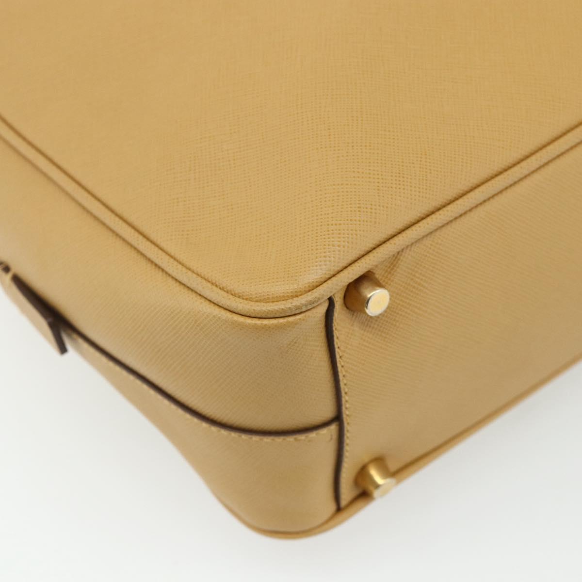 PRADA Hand Bag Safiano leather Beige Gold Auth 176972A