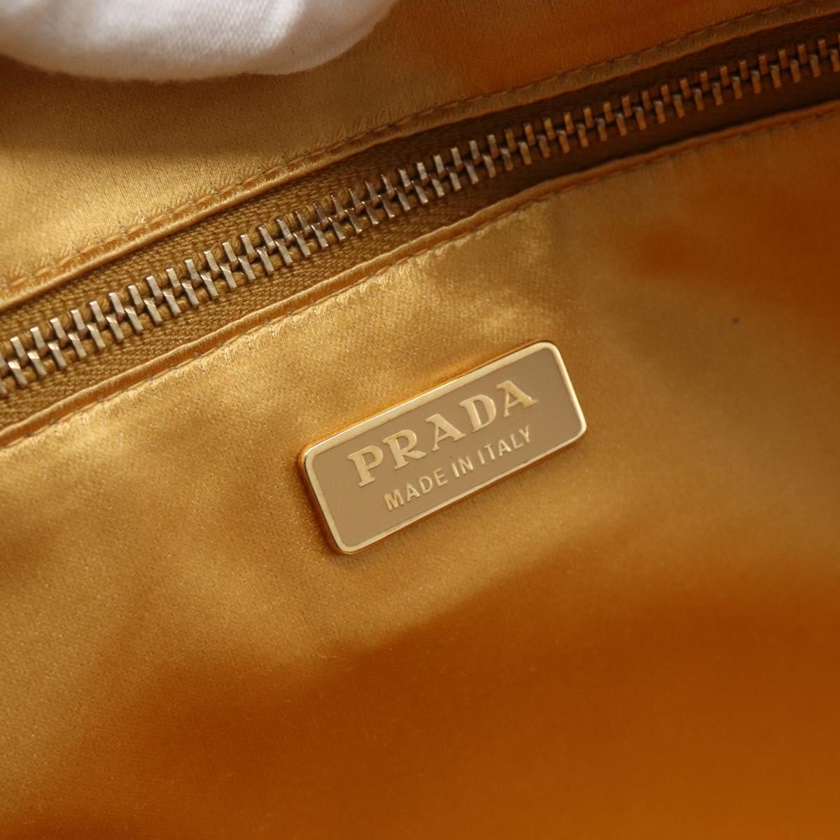 PRADA Hand Bag Safiano leather Beige Gold Auth 176972A