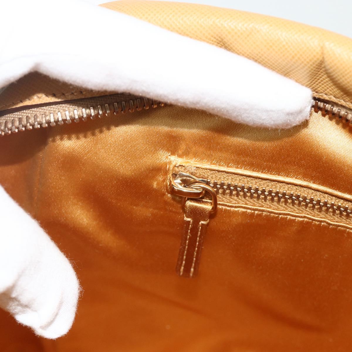 PRADA Hand Bag Safiano leather Beige Gold Auth 176972A
