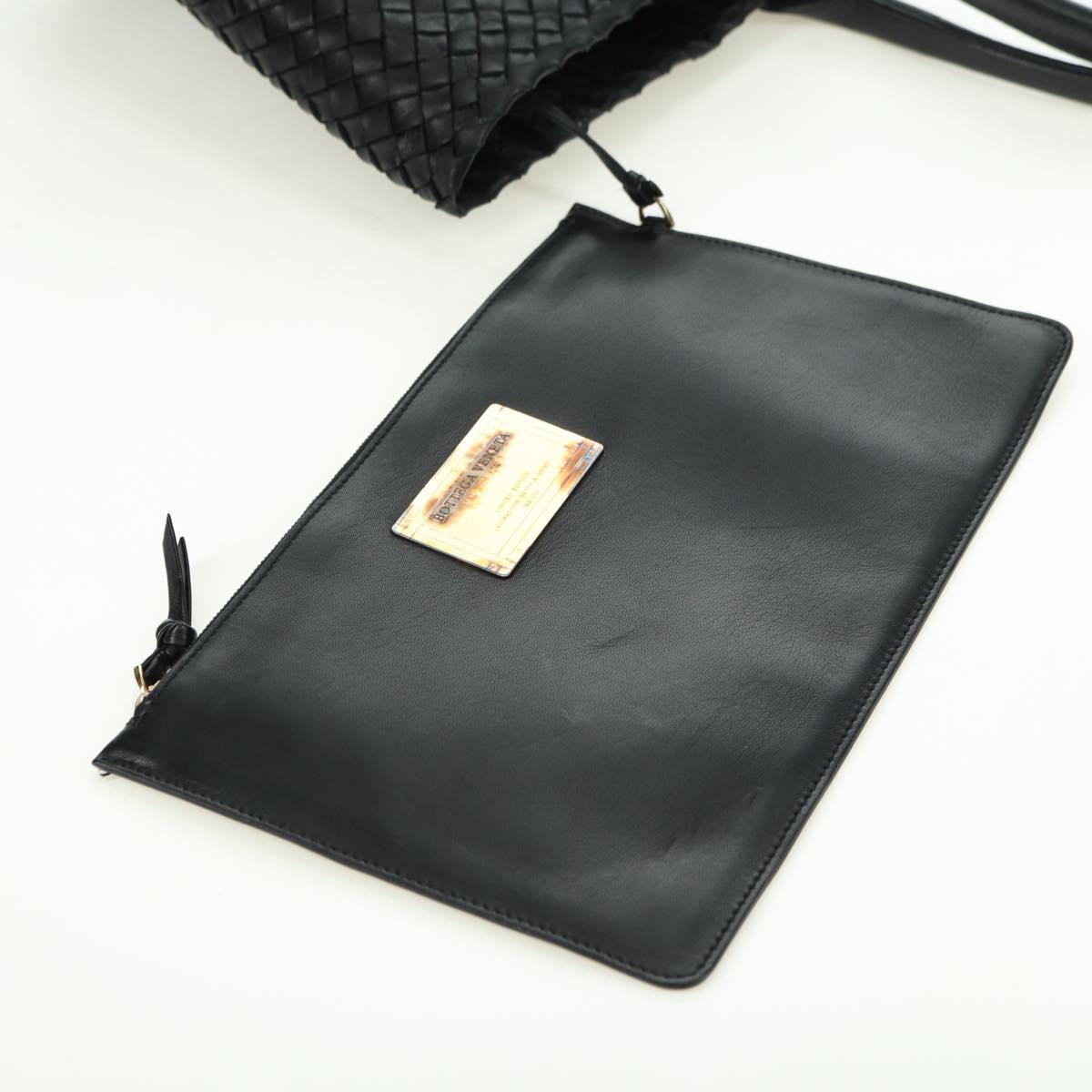 BOTTEGA VENETA INTRECCIATO Cabas MM Tote Bag Leather Black 115664 Auth 176974SAV