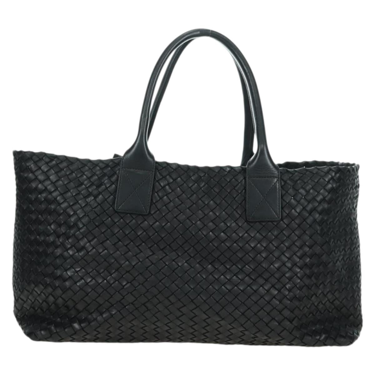 BOTTEGA VENETA INTRECCIATO Cabas MM Tote Bag Leather Black 115664 Auth 176974SAV