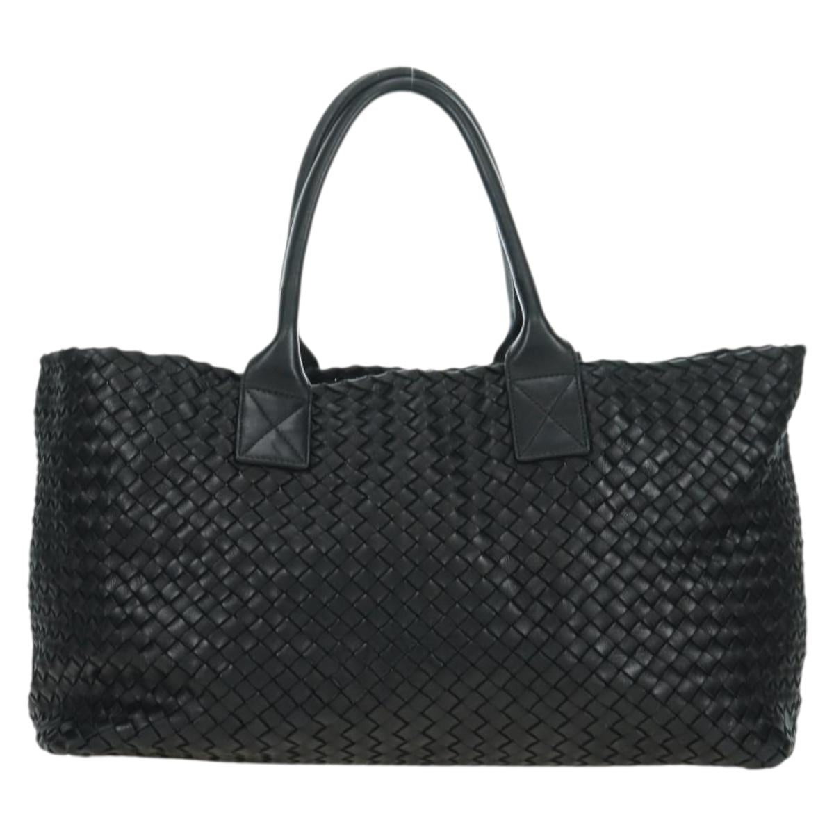 BOTTEGA VENETA INTRECCIATO Cabas MM Tote Bag Leather Black 115664 Auth 176974SAV
