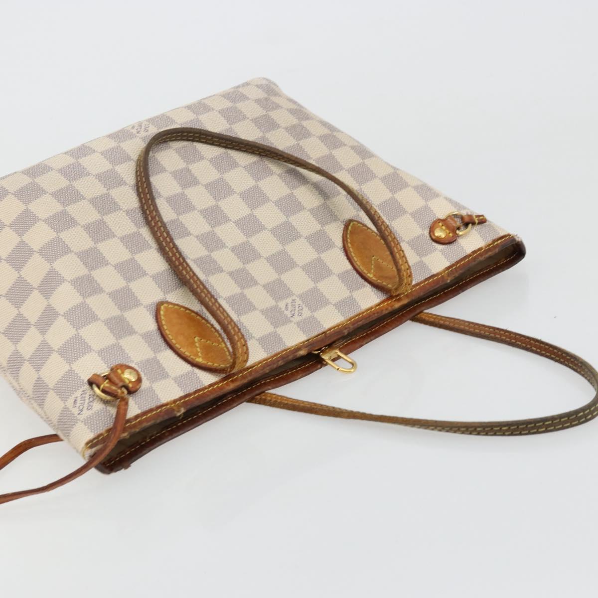 LOUIS VUITTON Damier Azur Neverfull PM Tote Bag N41362 LV Auth 176975