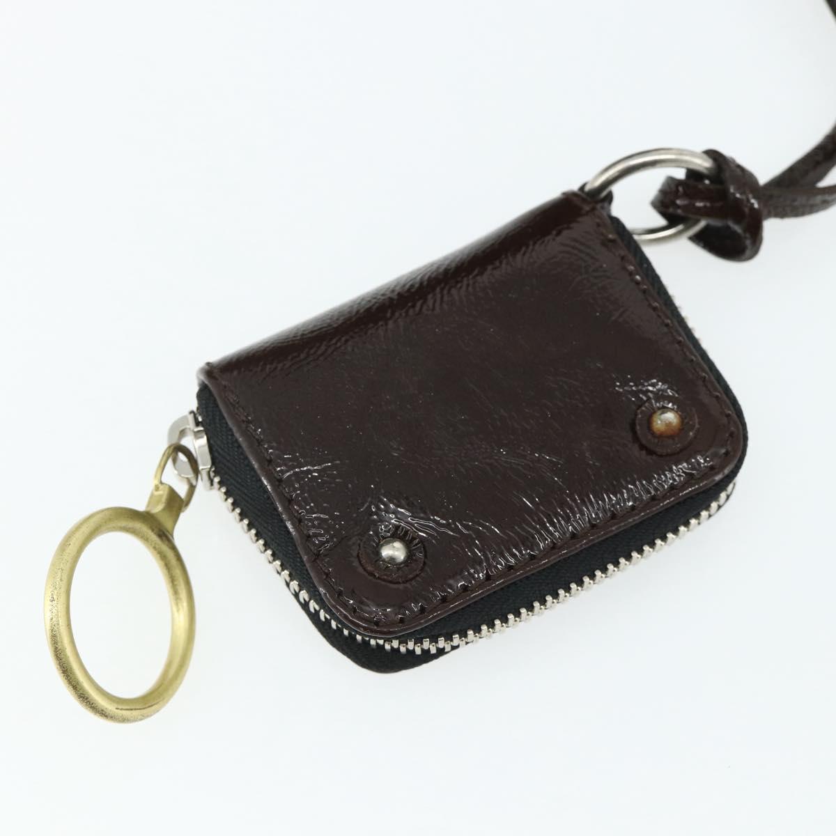 Chloe Betty Hand Bag Patent leather Brown Gold Silver Auth 176978A
