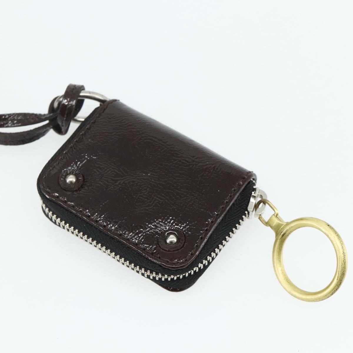 Chloe Betty Hand Bag Patent leather Brown Gold Silver Auth 176978A
